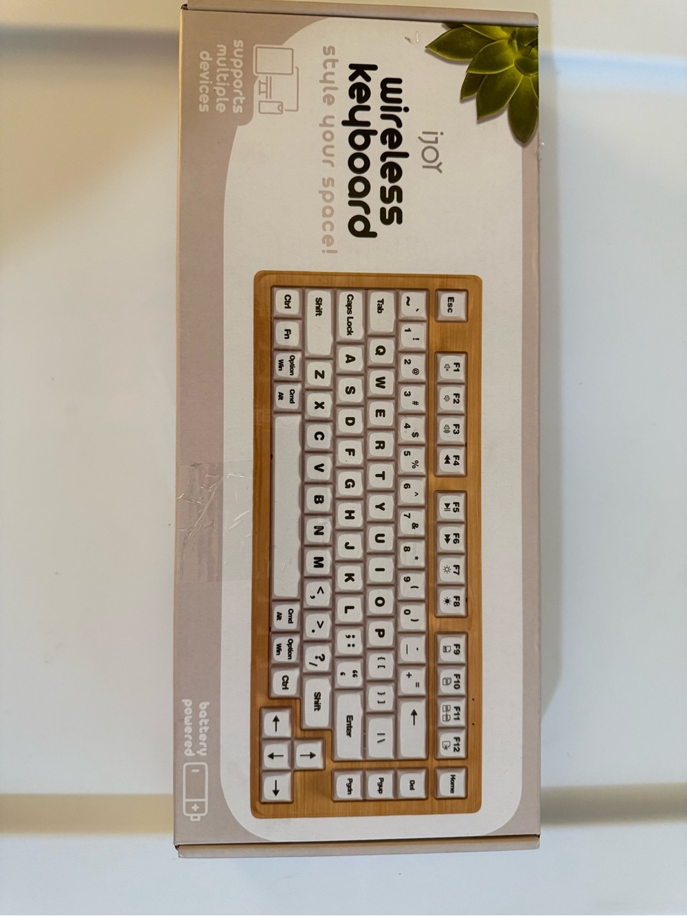 iJoy Wireless Bamboo-Style White Keyboard